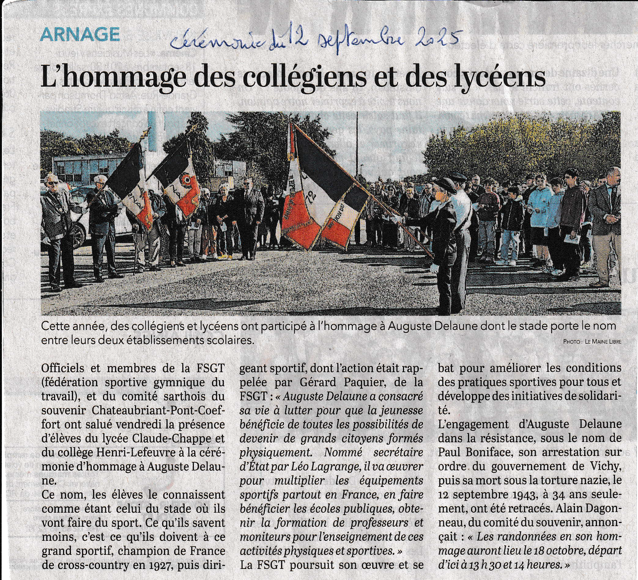cérémonie Arnage 12 septembre 2024