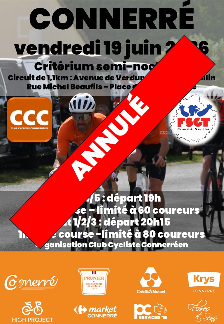 Affiche Criterium Connerre 2026 ANNULE